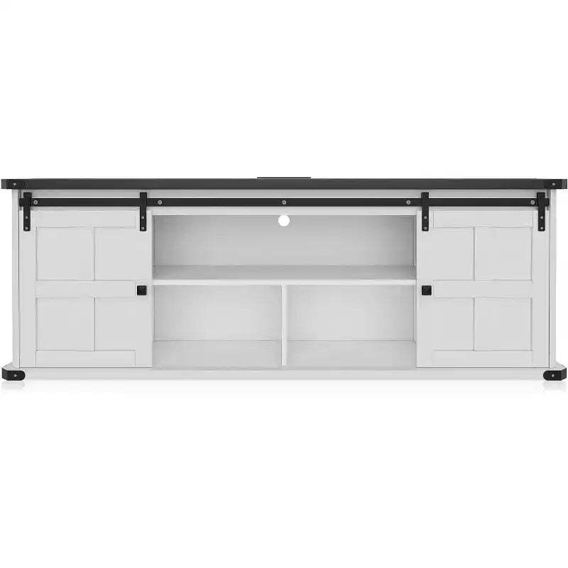70 TV Stand for 75 Inch TVs, Entertainment Center and Media Furniture with Sliding Barn Doors & Storage Cabinets, Modern TV Console Table