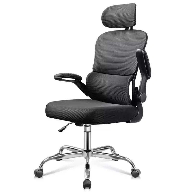 DEXYLLO Mesh Office Chair, Ergonomic Comfort with 3D Headrest & Flip-Up Armrests, Ideal for Professionals & Gamers,Black