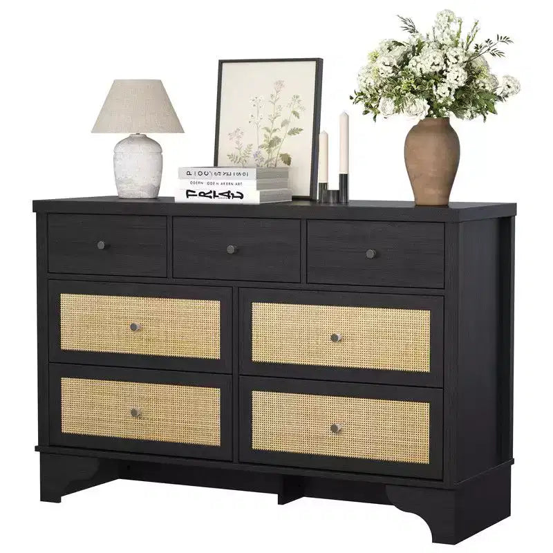 Dresser for Bedroom with 7 Drawers, 7 Drawers Double Dresser, 47.3'' Wide Wood Chest of Drawers