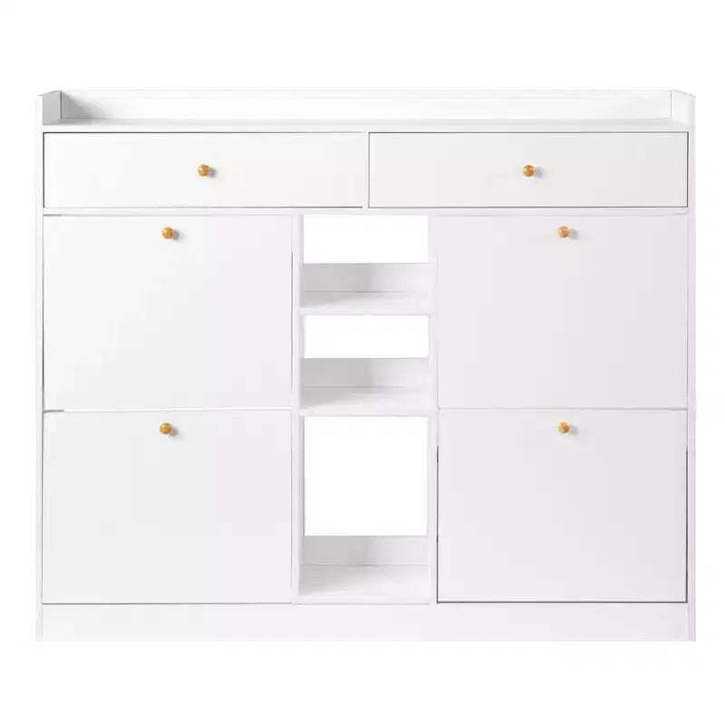 Karl Home 4 Flip Drawers and 2 Sorage Drawers White Particle Board 50.39in. W Shoe Cabinets