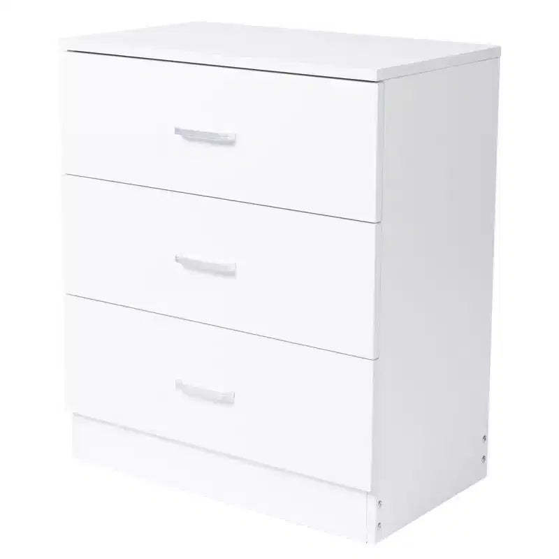 Karl Home 3-Drawer White Particle Board 22.05in. W Chest of Drawer