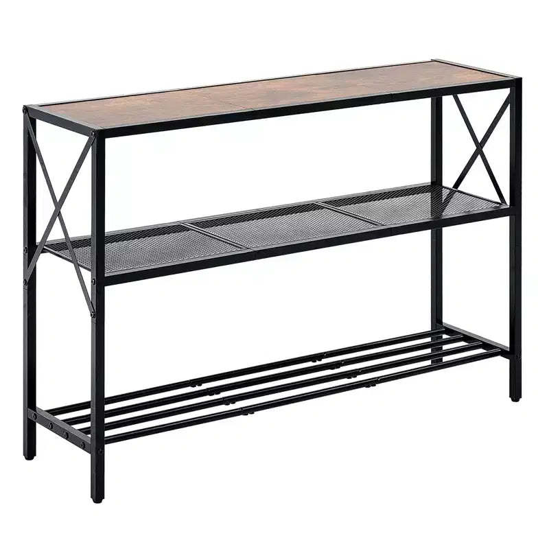 VEVOR Narrow Console Sofa Table, 41.7 inches Behind Couch Table, 3-Tier Long Entryway Table and Skinny Hallway Table, Narrow Sofa Table, Black