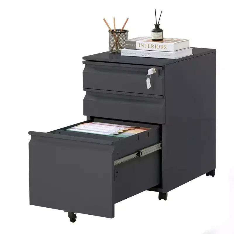 1Pcs Cold Pressed Plate 3-Drawer File Cabinet with Durable Construction, Smooth Sliding Drawers, Compact Design, and Secure Storage