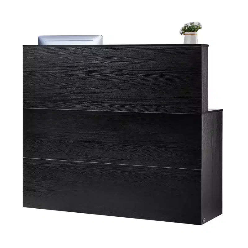 VEVOR Reception Desk, 55Inch L-Shaped Front Counter Table, Office Reception Counter with Drawer Keyboard Tray and Storage Cabinet, Black
