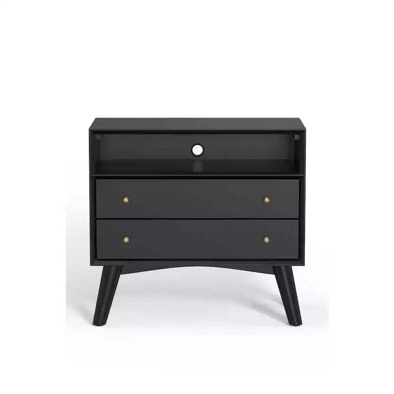 Alpine Furniture,Flynn Large Nightstand, Black