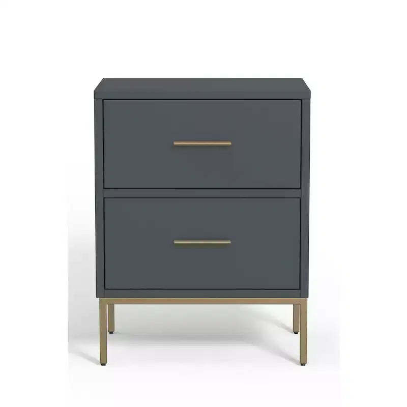 Alpine Furniture,Madelyn Two Drawer Nightstand, Slate Gray
