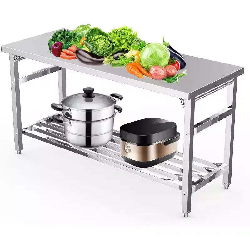 Acekool 60 Commercial Stainless Steel Table  NSF Folding Prep Island with Adjustable Undershelf for Kitchen & Work