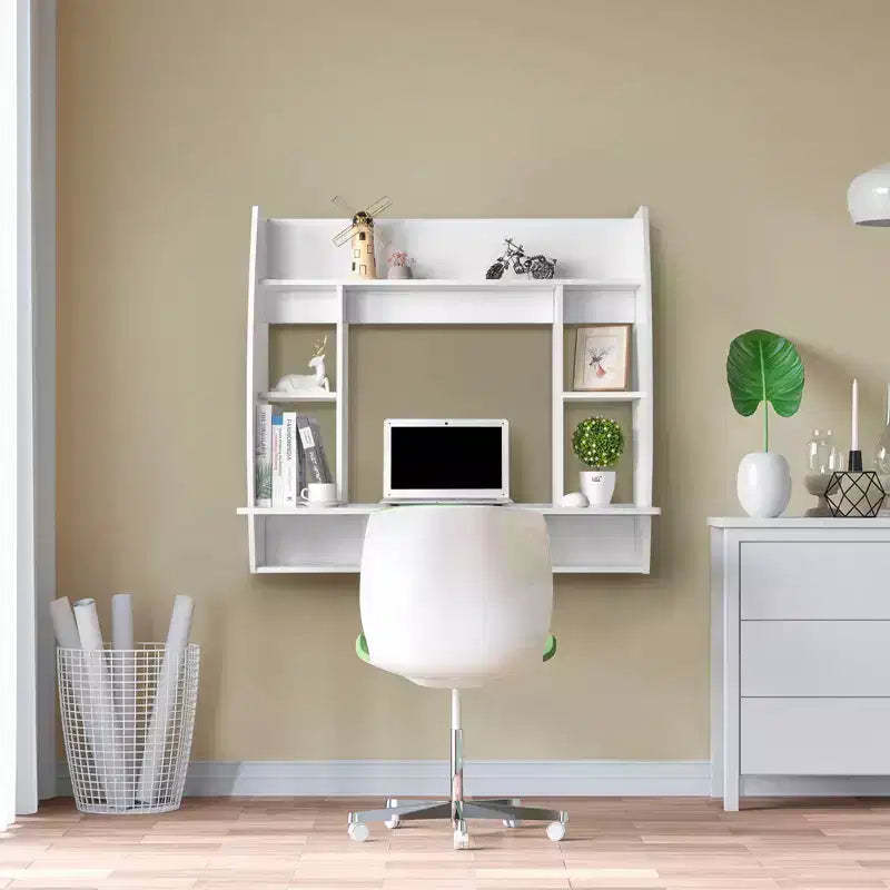 Karl Home Floating Exquisite Room-saving Wall Built-up Computer Desk White