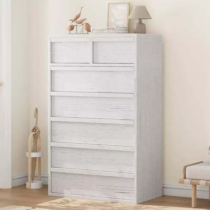 7 Drawer Dresser for Bedroom, 46 Tall Modern 7 Chest of Drawers with Large Drawers Storage, Wooden Dresser Organizer for Living Room, Entryway