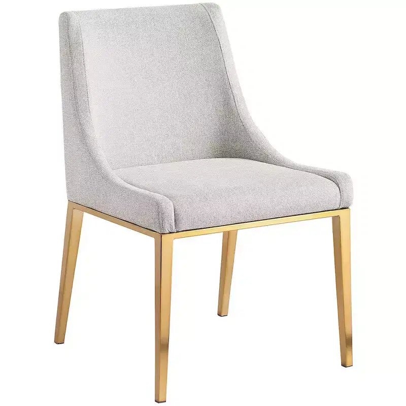 Meridian Furniture,Haines Beige Linen Textured Polyester Fabric Dining Chair