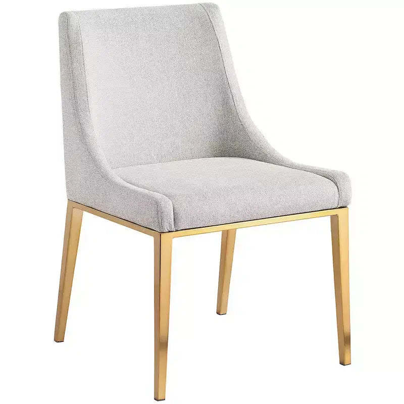 Meridian Furniture,Haines Beige Linen Textured Polyester Fabric Dining Chair