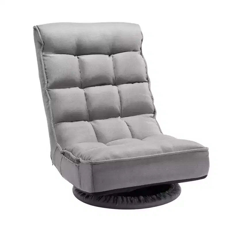 VEVOR Swivel Floor Gaming Chair, 360-Degree Rotating Floor Chair with 4 Adjustable Position Folding Backrest and Lumbar Support, Gray
