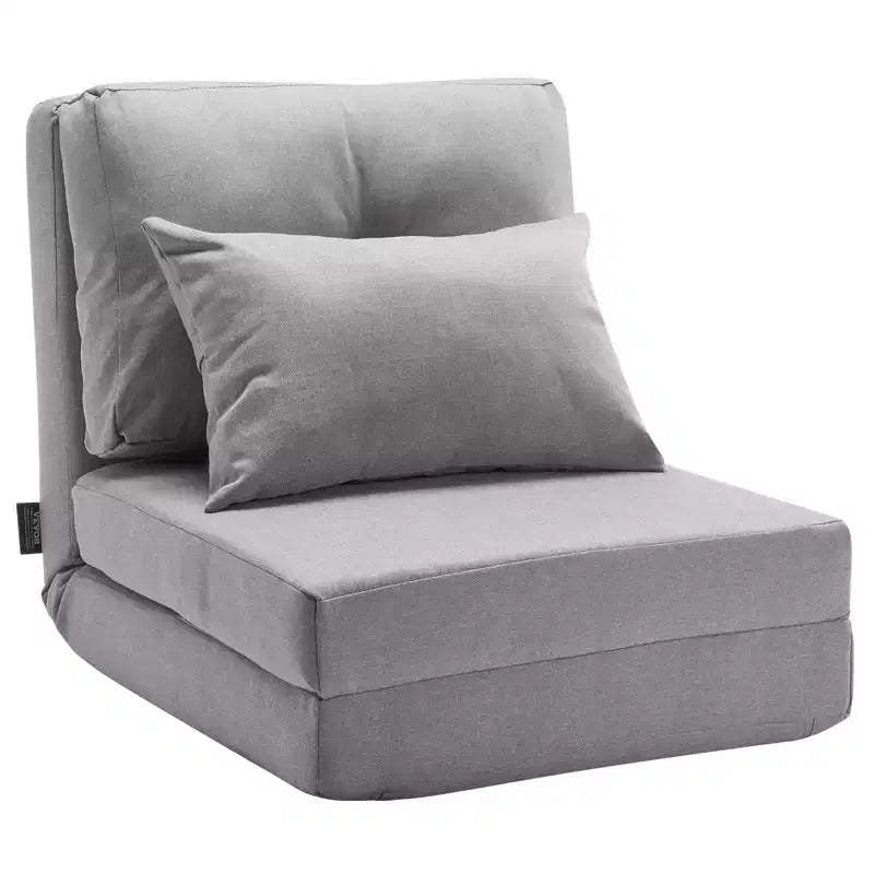 VEVOR Convertible Flip Chair, 5-Position Adjustable Floor Lazy Sofa, Folding Upholstered Couch Bed with Adjustable Backrest Metal Frame, Gray