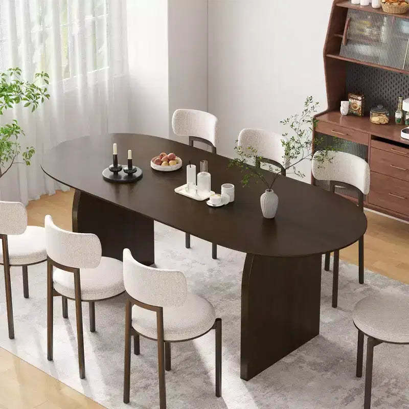 PexFix 79 x 33.5 Farmhouse Solid Wood Dining Table with Arched Legs Oval Kitchen Table Walnut for Dining Room & Kitchen