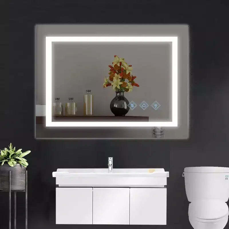 Acekool 32 x 24 Inch Bathroom Mirror, Wall Mounted Vanity Mirror with Touch Dimming, Smart Memory, Anti-Fog and IP54 Waterproof