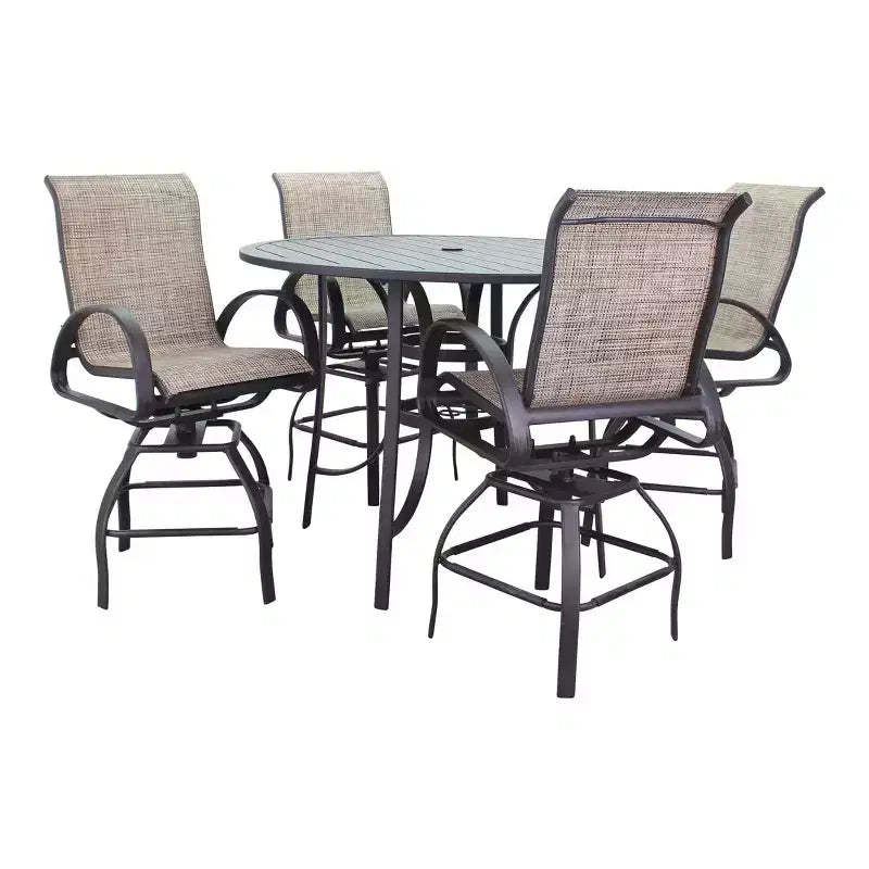 Courtyard Casual Santa Fe 5 pc Balcony Height 48 Round Dining Set Includes one 48 Balcony Table and Four Balcony Swivel Stools