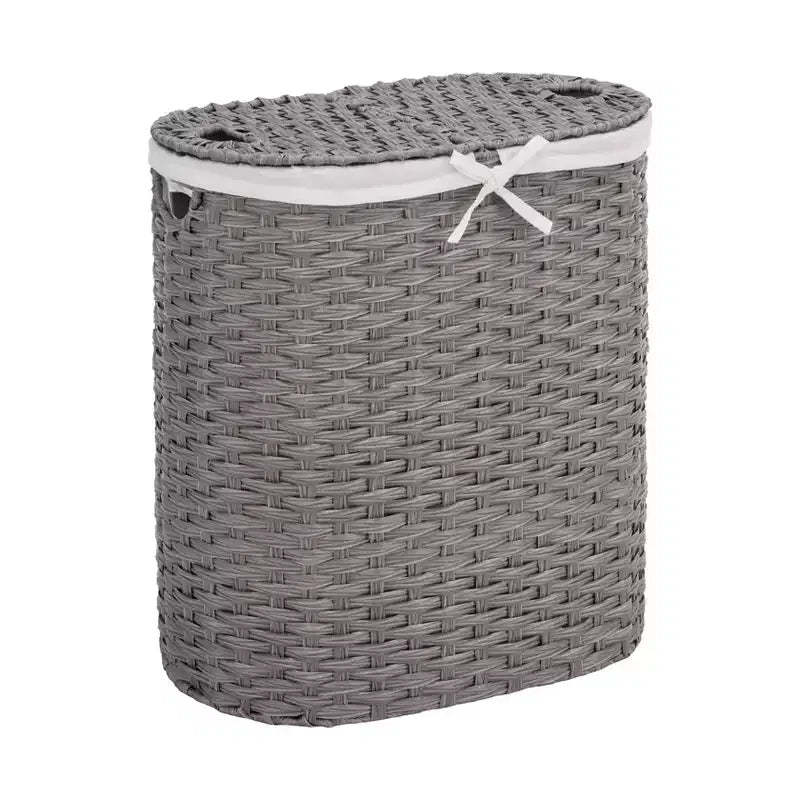 Seville Classics Modern Handwoven Oval Double Sided Laundry Room Hamper