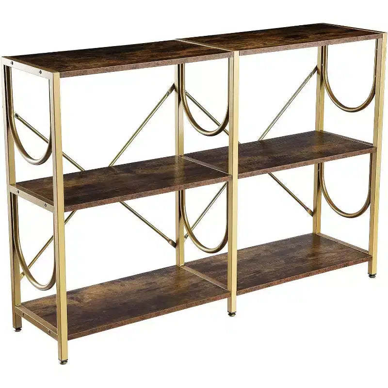 46.5 Console Table with 3 Open Shelves, Multipurpose Sofa and Entryway Table, Compact Storage and Display Rack, Double-Sized Organizer