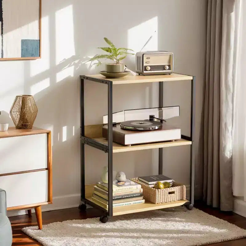 Karl Home 3-Tier Printer Stand P2 Particleboard Oak Color Combo A+B 15.7x12x25.6 Inches