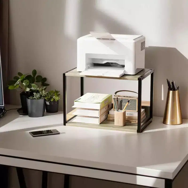 Karl Home 2-Tier Printer Stand P2 Particleboard Washed Gray Combo A 17.7x12x13.4 Inches