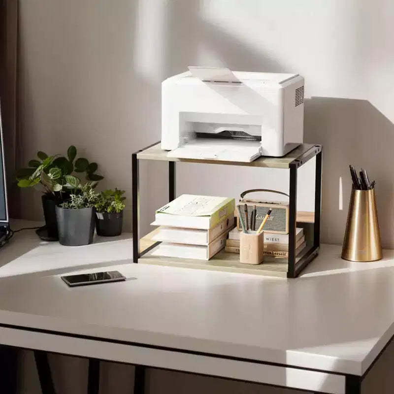 Karl Home 2-Tier Printer Stand P2 Particleboard Washed Gray Combo A 17.7x12x13.4 Inches