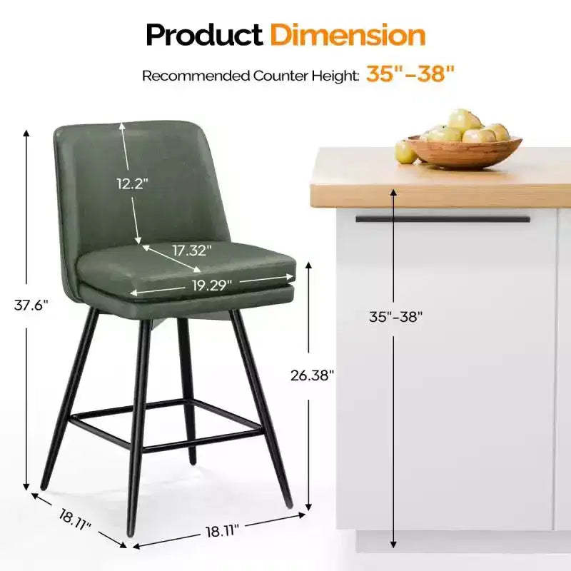 PU Leather Modern Paded Bar Stools: 360 Rotation, Durable Build & Chic Design