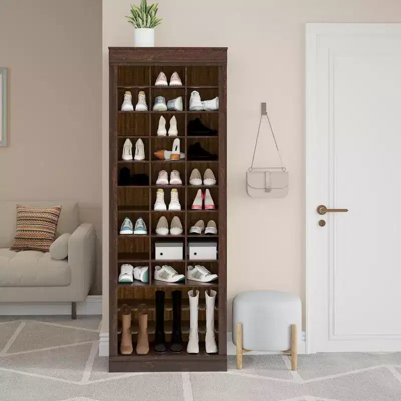 Shoe Storage Cabinet, 10-Tier Tall Shoe Cabinet with Boots Racks and 27 Cubbies, Freestanding Entryway Shoe Organizer for Closet, Entryway