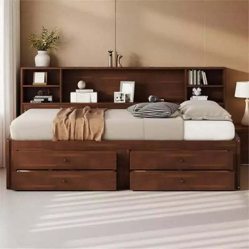 Merax Full Size Wooden Captain Bed with Multiple Storage Spaces