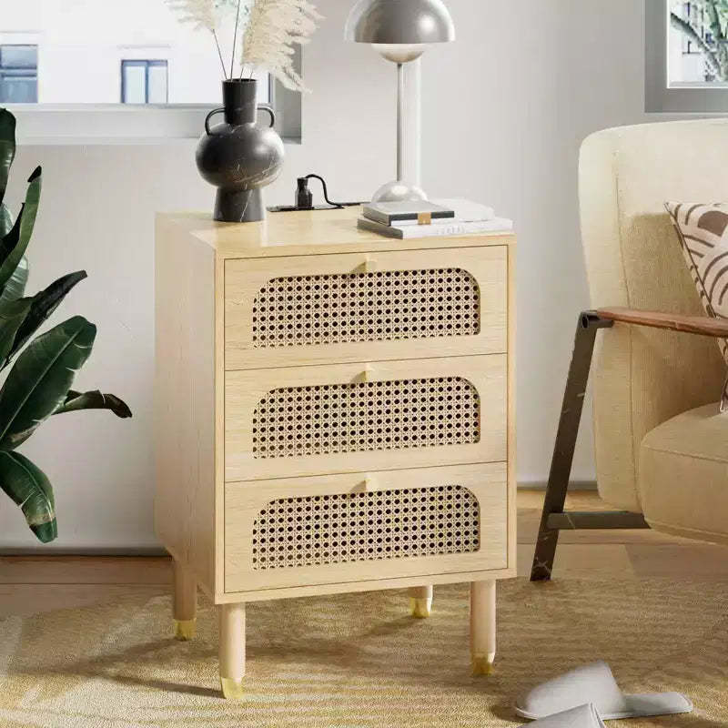Karl Home 3-Drawer Natural MDF (Medium-Density Fiberboard) 18.9in. W Nightstands