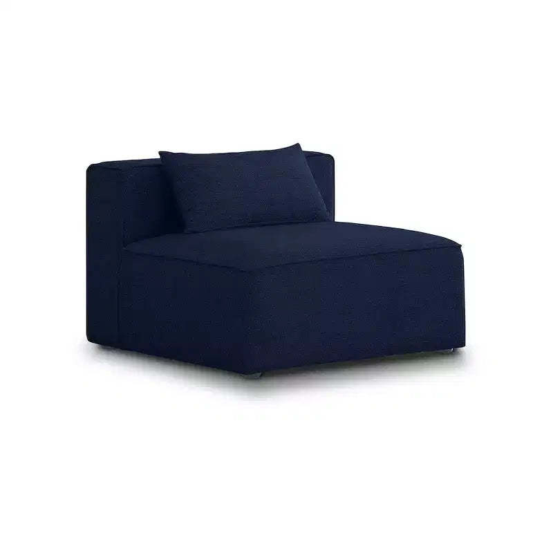 Meridian Furniture,Cube Navy Durable Linen Textured Armless Chair