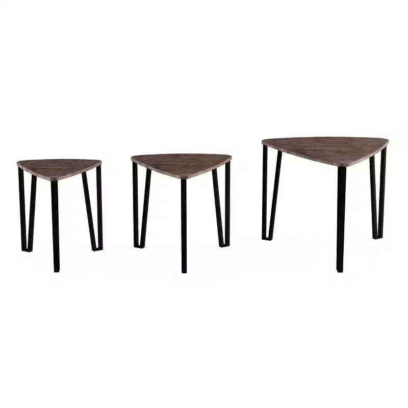 Lavish Home Set of 3 Nesting Tables, Brown