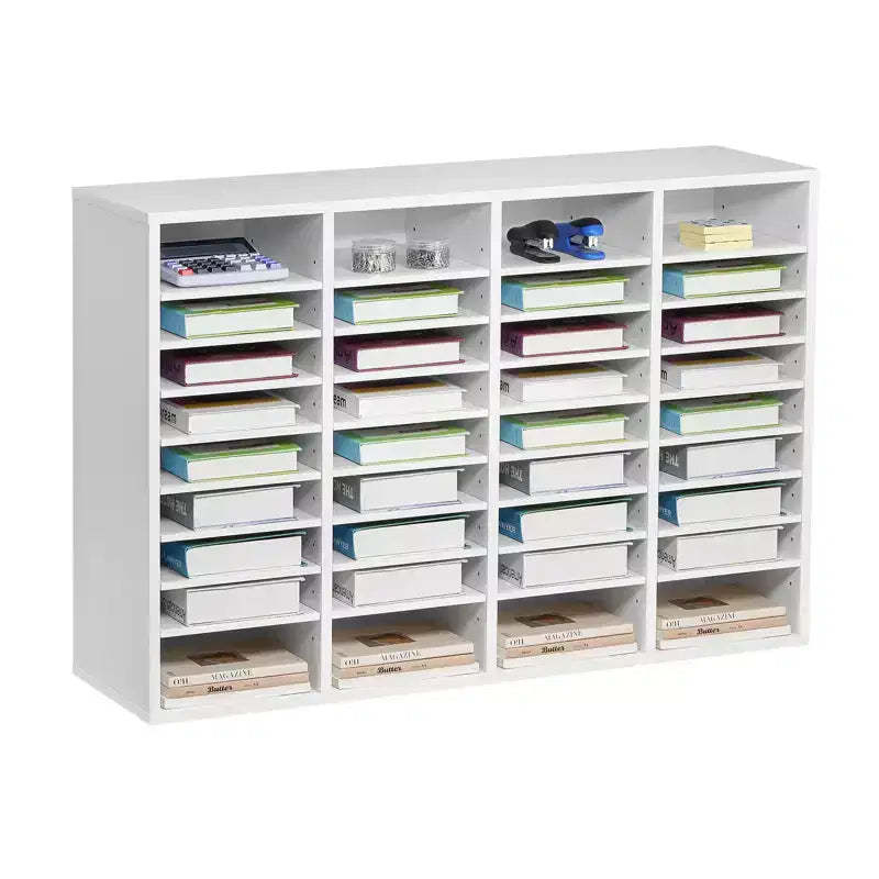 VEVOR Literature Organizer, 36 Compartments Office Mailbox with Adjustable Shelves, Wooden Mailbox Sorter Medium Density Fiberboard, White