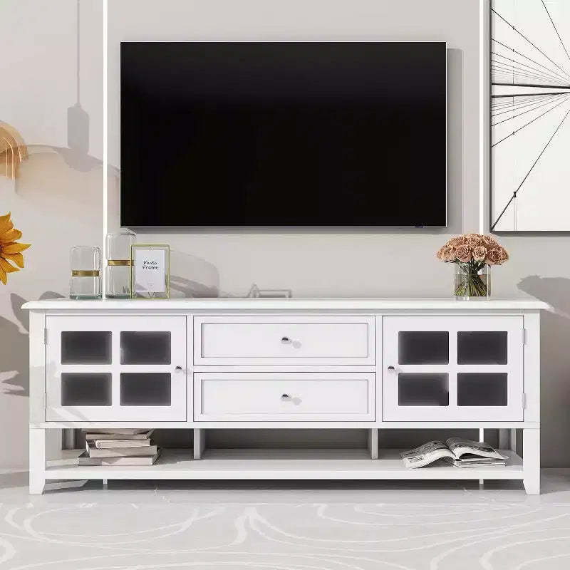Acekool 54 TV Stand for TVs up to 60, Modern Entertainment Cabinet with Hidden Storage, Silent Magnetic Doors, Fiberboard Media Console