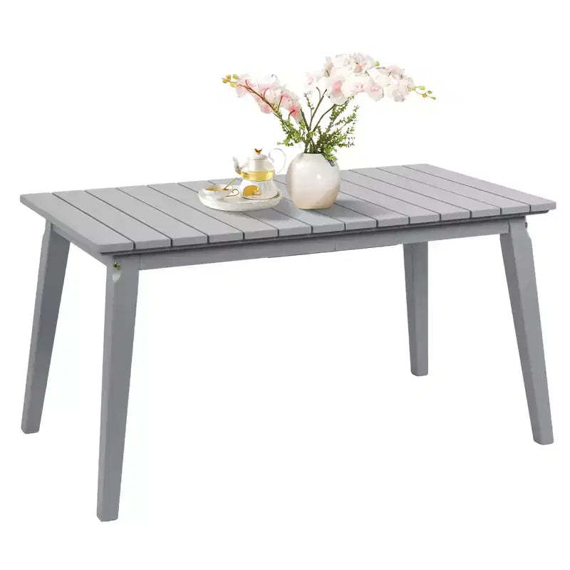 VINGLI Rectangular Outdoor Dining Table 55 Inch Solid Cedar Wood Patio Table for 4-6 People, Waterproof Garden Table for Yard, Deck, Poolside