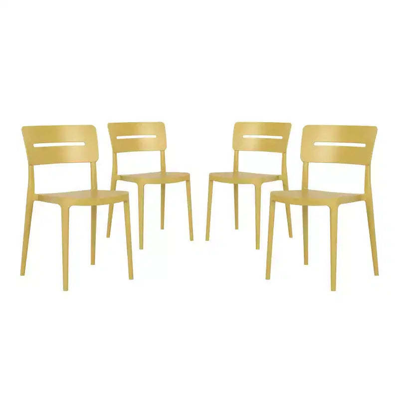 WestinTrends Playa Outdoor Modern Stackable Plastic Patio Dining Chairs (Set of 4), Yellow