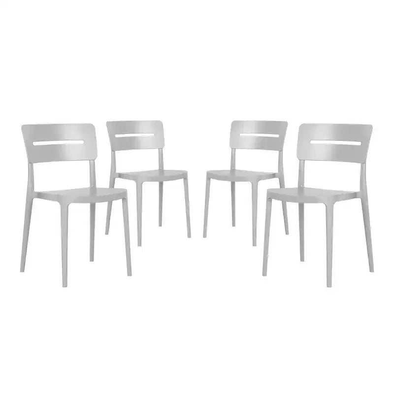 WestinTrends Playa Outdoor Modern Stackable Plastic Patio Dining Chairs (Set of 4), Gray
