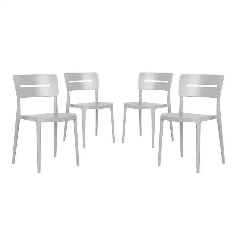 WestinTrends Playa Outdoor Modern Stackable Plastic Patio Dining Chairs (Set of 4), Gray