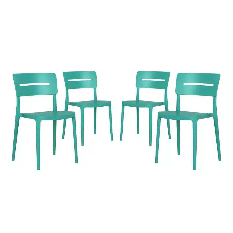 WestinTrends Playa Outdoor Modern Stackable Plastic Patio Dining Chairs (Set of 4), Turquoise