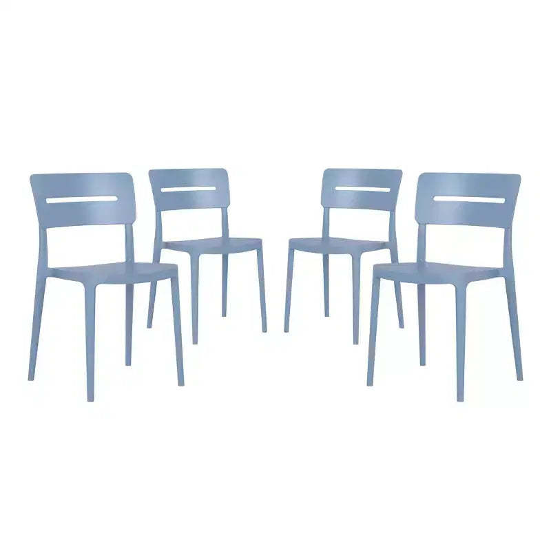 WestinTrends Playa Outdoor Modern Stackable Plastic Patio Dining Chairs (Set of 4), French Blue