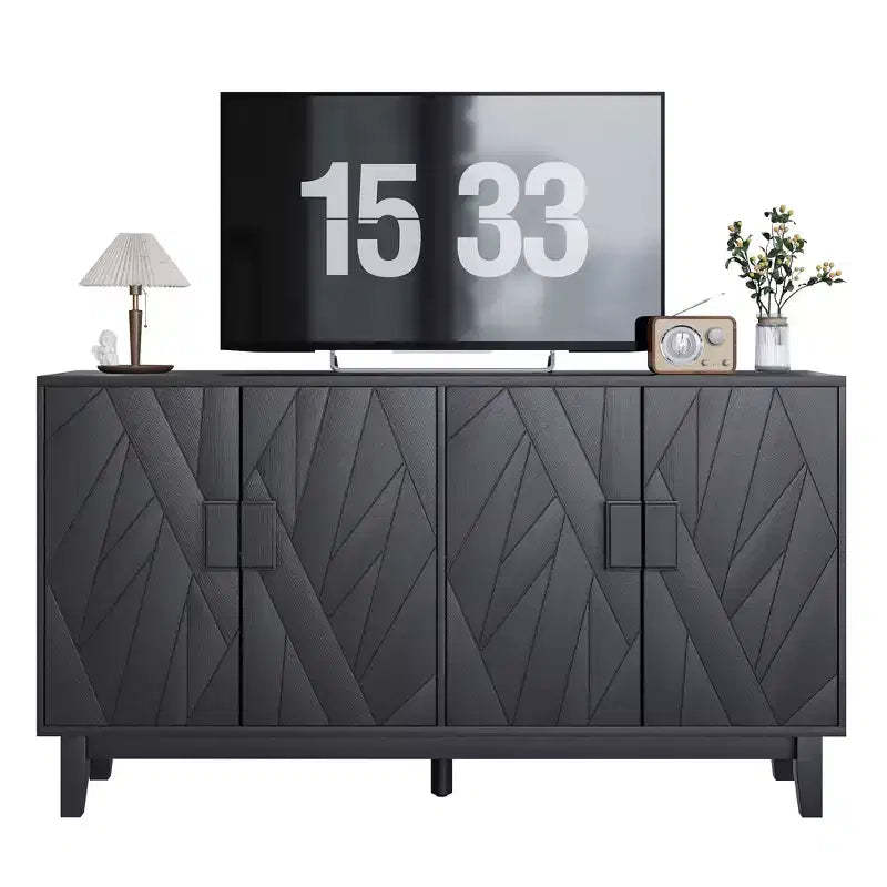 CLIHOME Modern Style Buffet Cabinet, Storage Side Cabinet Buffet Cabinet, Medieval Modern Multifunctional Decorative Cabinet, Black