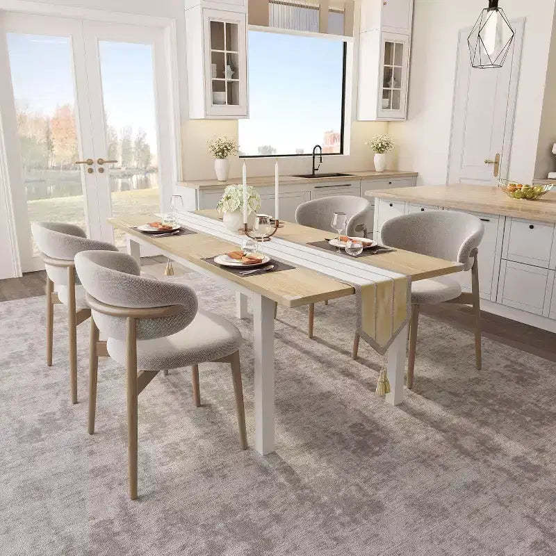 CuisinSmart Dining Table, 63 Large Extendable Dining Room Table, Kitchen Table (Only Table)