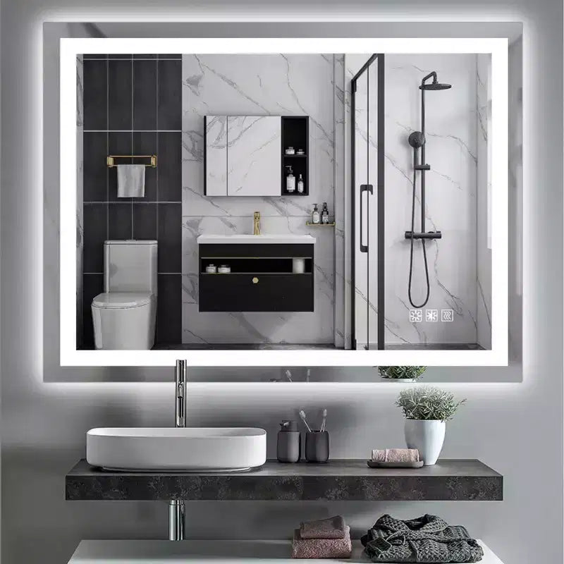 LED Bathroom Mirror, 48 x 36 Inches Backlit + Front Lighted Bathroom Vanity Mirror with Lights for Wall, Anti-Fog, Dimmable