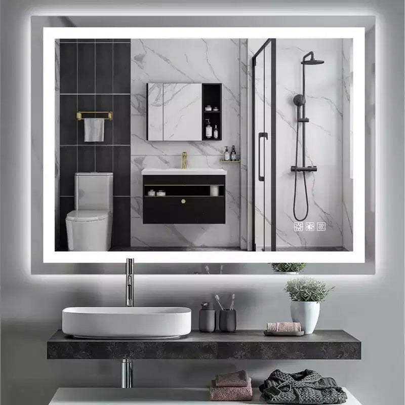 LED Bathroom Mirror, 48 x 36 Inches Backlit + Front Lighted Bathroom Vanity Mirror with Lights for Wall, Anti-Fog, Dimmable