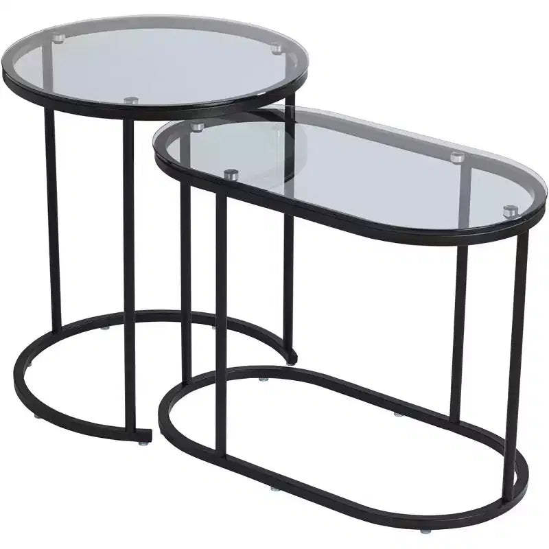 Studio 55D Santa Maria Glass Nesting Accent Tables Set of 2