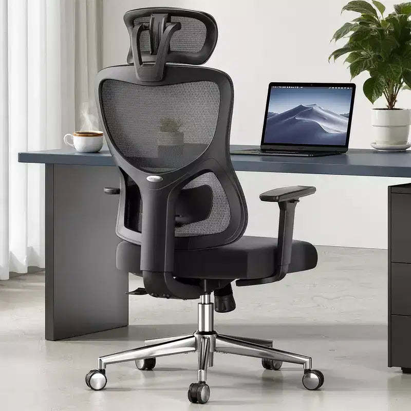 MAYEERTY Ergonomic Mesh Home Office Chair - With Headrest, Adjustable Lumbar Support & 3D Armrests (Black)