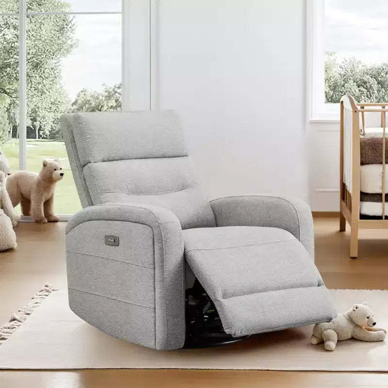 Spruce & Spring Dove Gray Power Glider Swivel Rocker Recliner Chair Nursery Recliner