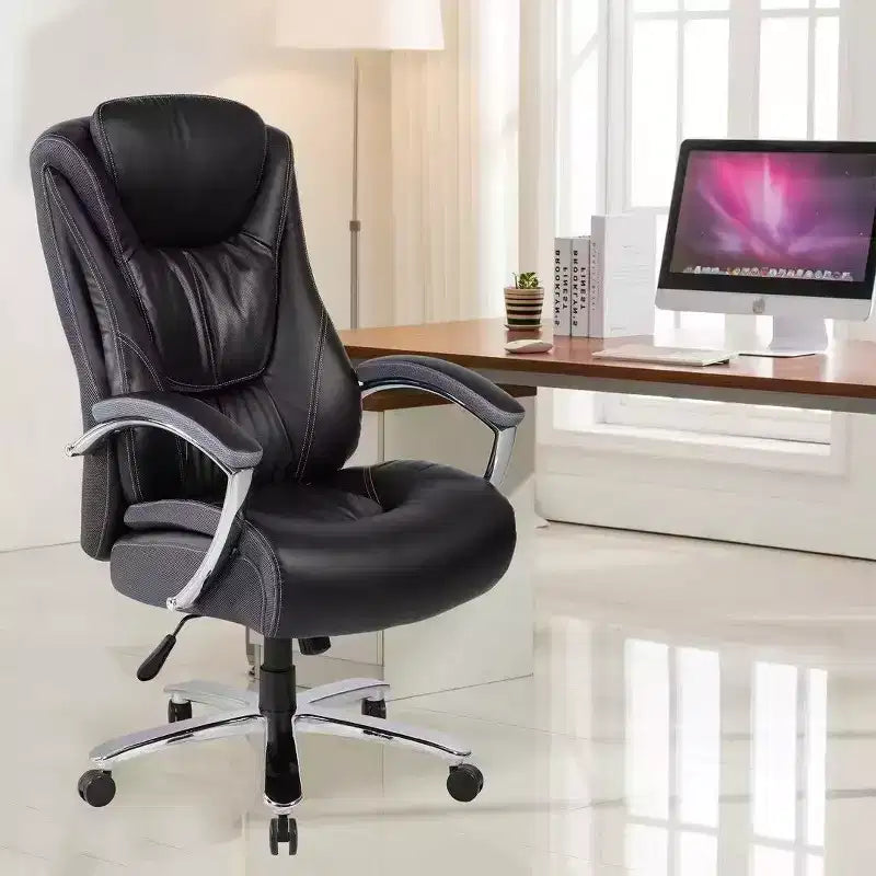 Okak Modern PU/Cotton Linen Adjustable Reclining Home Office Desk Chair,High Back Swivel Task Chair for Office,Study,Studio
