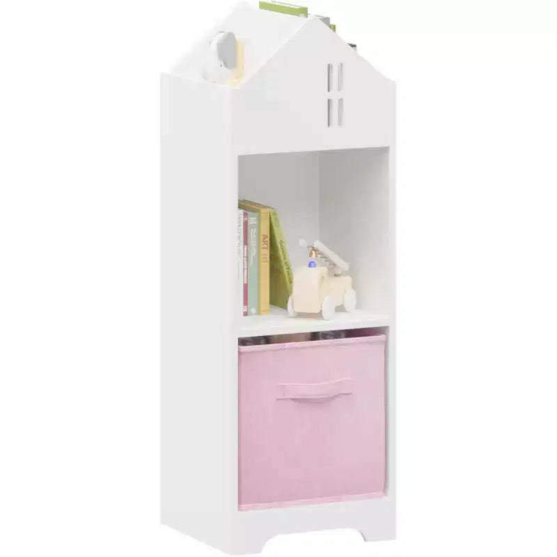 Kids Bookcase, Toddler Bookshelf, 2-Tier Storage Display Organizer, for Boys Girls Bedroom, Playroom, House, Collapsible Fabric Drawers