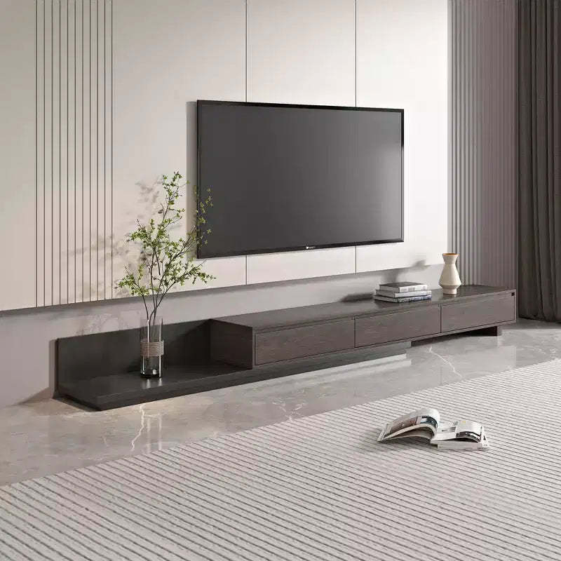 Gaoyangjiaju 78.7 to 110 Extendable Modern TV Stand for TVs up to 100 - L-Shaped Media Console with 3 Drawers - Grey Wood Grain