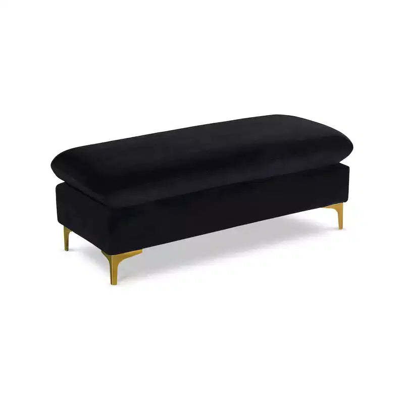 Meridian Furniture,Naomi Black Velvet Ottoman